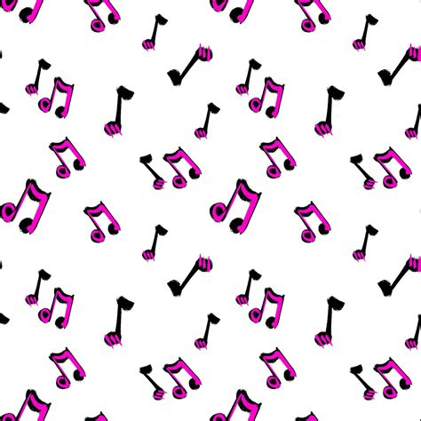 Hand Drawn Music Notes Seamless Pattern Vector Doodle Illustration Chaotic Symbols For Melody