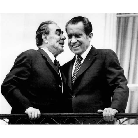 Nixon Presidency. Soviet Premier Leonid Brezhnev Whispers To Us ...