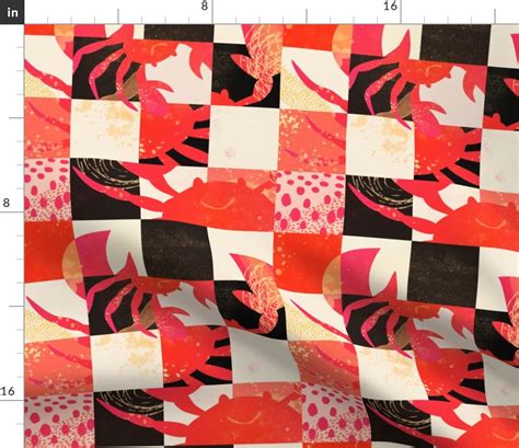 Deconstructed Crab Checkerboard Fabric Spoonflower