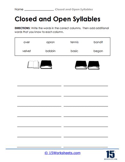 Closed And Open Syllables Worksheets 15 Worksheets Worksheets