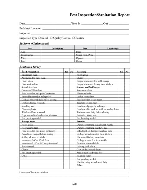 Pest Inspection Report Template