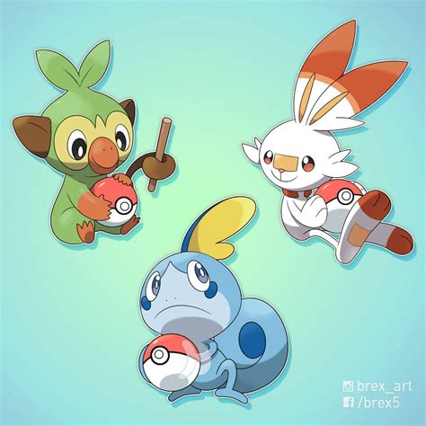 Gen8 Grookey Scorbunny And Sobble By Brex5 On Deviantart