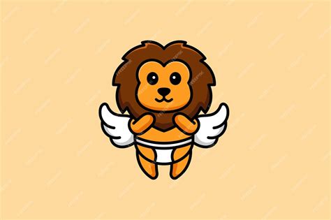 Premium Vector Cute Lion Cub Angel Vector Template Logo Design