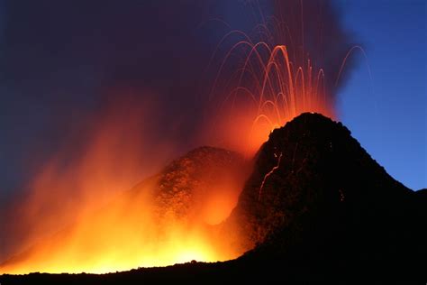 Etna Hornito Eruption With Lava Flow