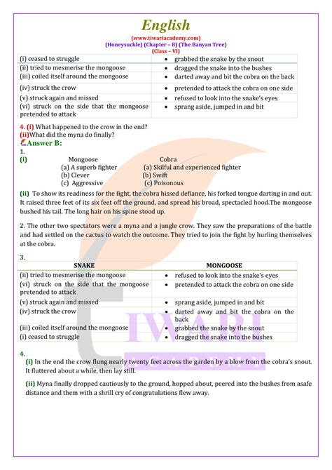 NCERT Solutions For Class 6 English Honeysuckle Chapter 8