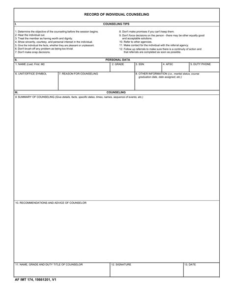 Free Printable Army Counseling Form Templates Da Fillable Pdf