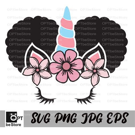 Afro Puff Unicorn Svg Unicorn Afro Svg Eyelashes Unicorn Etsy Uk