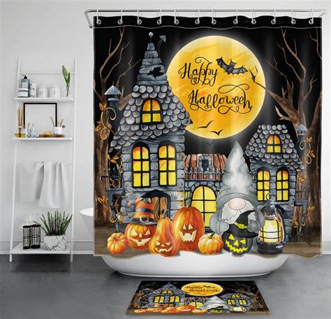 Gnomes Haunted Hideaway A Spine Chilling Halloween Shower Curtain Set