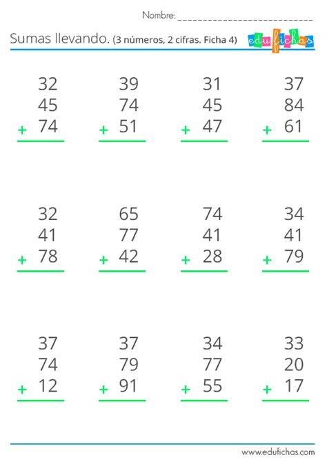 Ejercicio De Sumas Llevando Y Restas Sin Llevar
