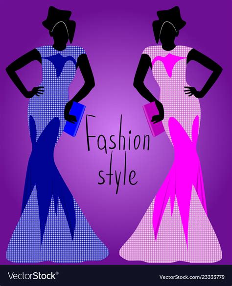 Girl In Blue Dress Girl In A Separate Dress Vector Image