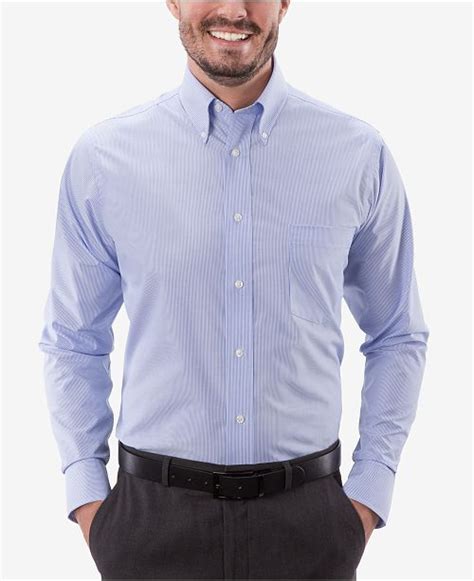 Eagle Mens Classic Fit Stretch Collar Non Iron Blue Stripe Dress Shirt