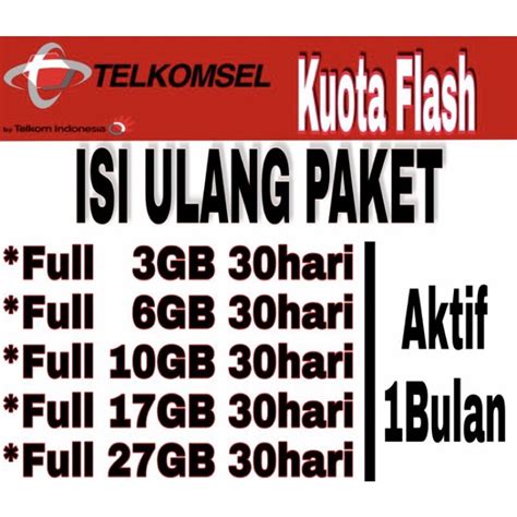 Jual Paket Data Telkomsel Flash Semua Zona Full Kuota Utama Simpati As