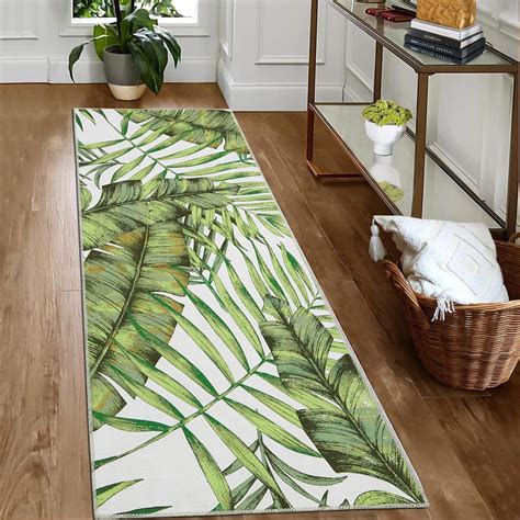 Amazon GlowSol Green Kitchen Runner Rug 2x6 Leaf Floral Indoor