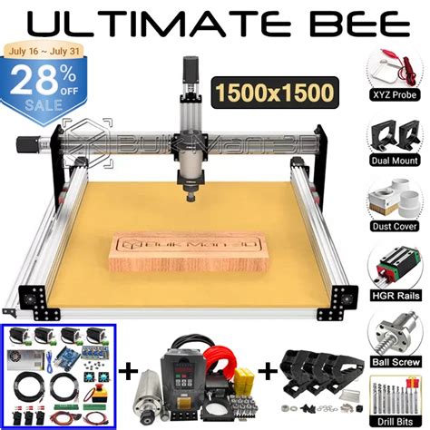 28 Off Bulkman 3d 1500x1500mm Ultimate Bee Cnc Router Full Kit With Maker Shield Grbl Controller