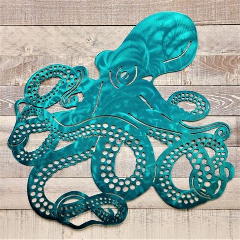 Octopus Metal Wall Hanging Coastal Themed Decor Beach House Etsy