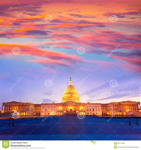 Capitol Building Washington Dc Sunset Us Congress Stock Photo Image