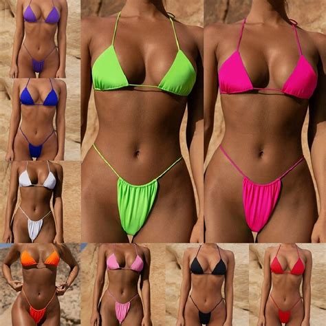 Sexy Bikini Push Up Women Swimsuits Female Micro Bikini Set Solid Thong