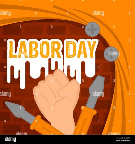 Labor Day Poster With A Construction Objects And Text Vector Illustration Stock Vector Image