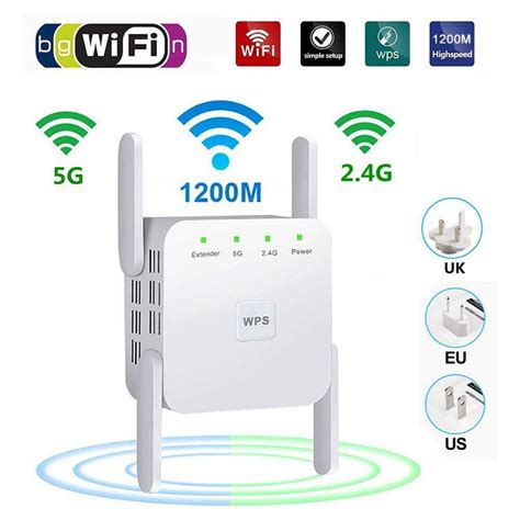 อุปกรณ์เสริมโทรศัพท์มือถือ5ghz Wireless Wifi Repeater 1200mbps Router Wifi Booster 2 4g Wifi