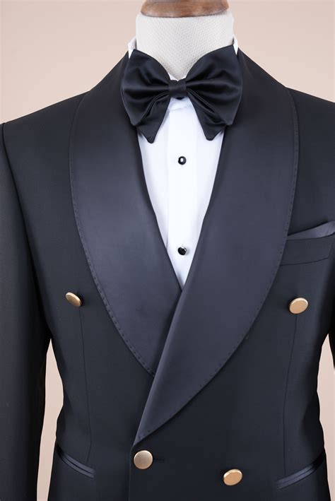 Men S Double Breasted Shawl Collar Groom Suit Sleeve Cuffed Metal