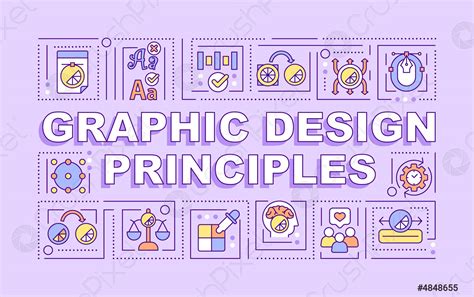 Graphic Design Principles Word Concepts Purple Banner Stock Vector