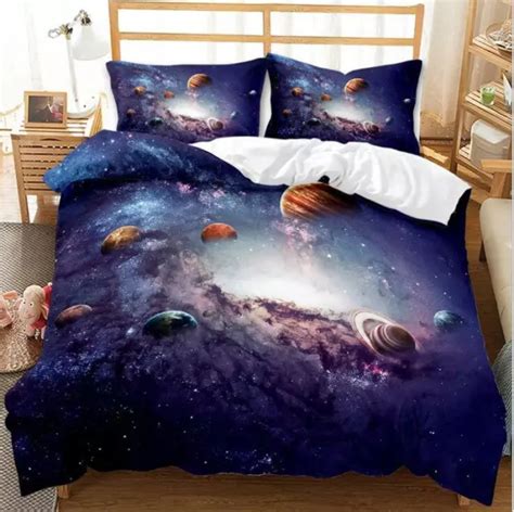 3D PLANET GALAXY Star Bedding Set Doona Quilt Cover Duvet Cover Pillow