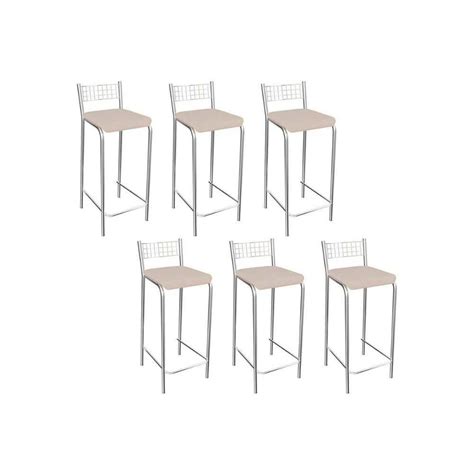 Banqueta de Cozinha Gênova B705 Kit 6 Un Cromada Nude 16 MadeiraMadeira