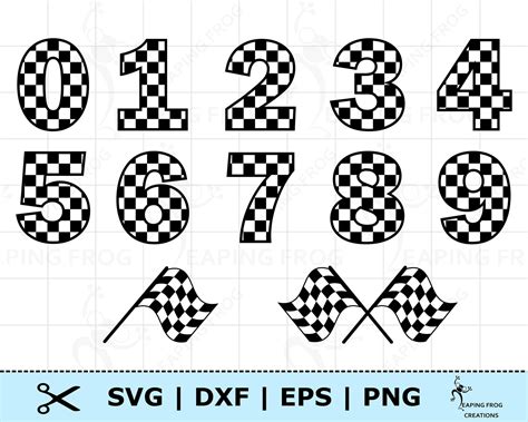 Checkered Numbers Svg Cricut Cut Files Silhouette Racing Etsy