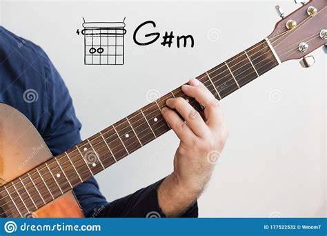 Man Playing Guitar Chords Displayed On Whiteboard Chord G Sharp Minor