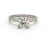 14K White Gold Petite Pavé Crown Diamond Engagement Ring 17471w14