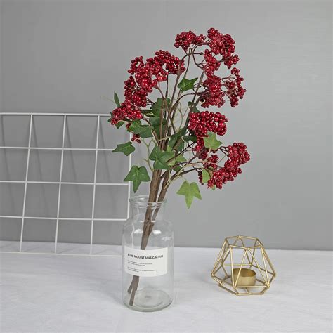 Artificial Red Berry For Christmas Home Decor Red Berry Stem Christmas