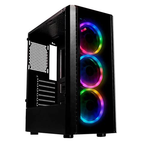 Gabinete Gamer Goldentec Preto Frontal Led RGB Lateral De Vidro Sem