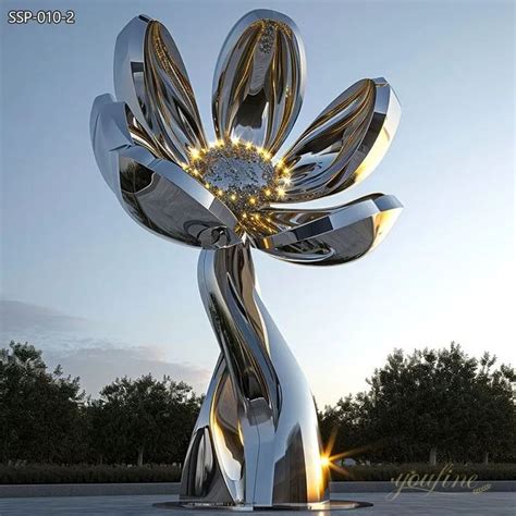 Mirror Polished Stainless Steel Flower Sculpture for Square - Garden ...