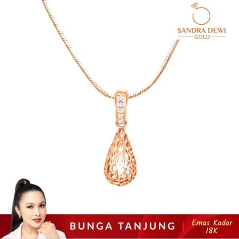 Jual LIONTIN DROPCAGE SERIES SANDRA DEWI EMAS 18K BUNGA TANJUNG