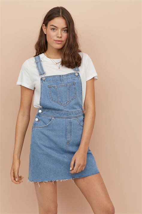 Denim Overall Dress Light Denim Blue Ladies Handm Us Denim