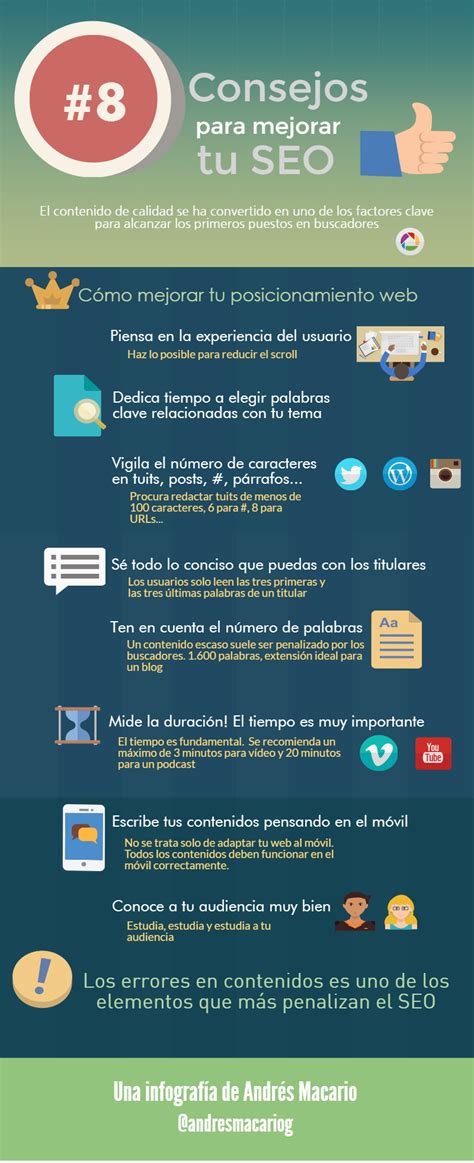 8 Consejos Para Mejorar Tu Seo Infografia Andresmacariog Tics Y