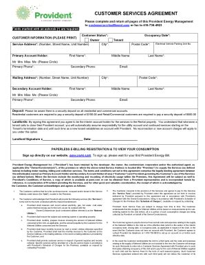 Fillable Online Customer Services Agreement Fax Email Print Pdffiller