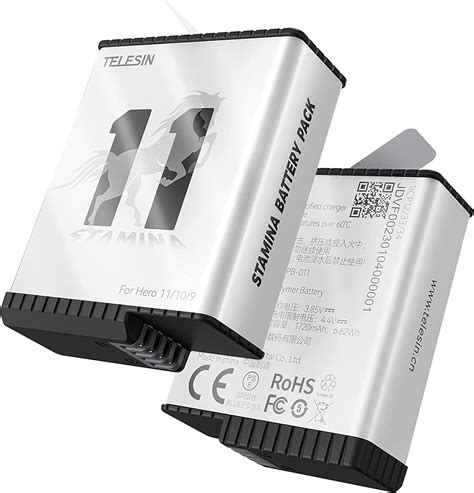 Amazon TELESIN Enduro Battery 2 Pack For GoPro 11 10 9 Long