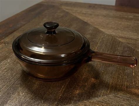 Vintage Corning Vision Amber 0 5L Saucepan With Lid Pyrex P 81 C EBay