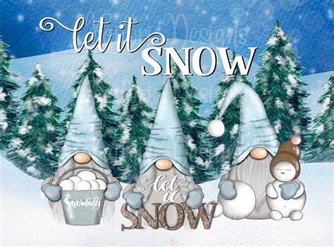 Let It Snow Winter Gnomes Cutting Board Sublimation Design Etsy