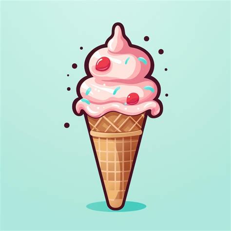 Premium AI Image Illustration Of A Pink Ice Cream Cone With A Cherry