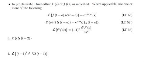 Solved - In problems 3-10 find either F(s) or f(t), as | Chegg.com 