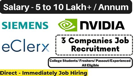 Siemens Nvidia Eclerx Job Hiring Updates 2024 2023 2022 2021