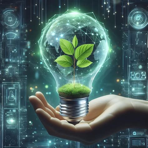 Premium Photo Futuristic Green Plant Inside A Light Bulb Energy