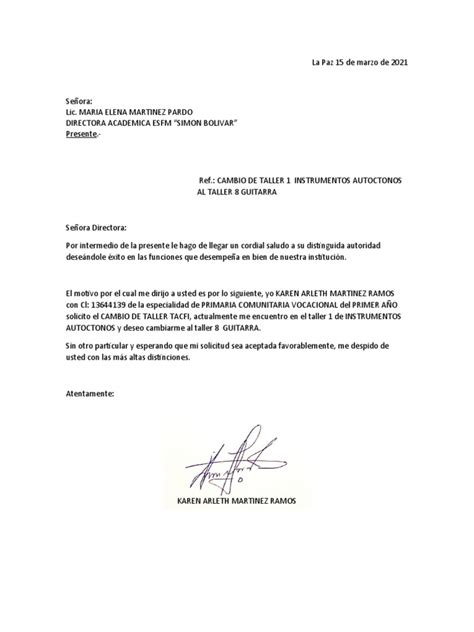 Carta De Cambio Pdf