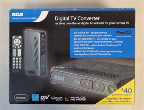 Rca Digital To Analog Tv Converter Box Dtv Tuner W Remote Cables