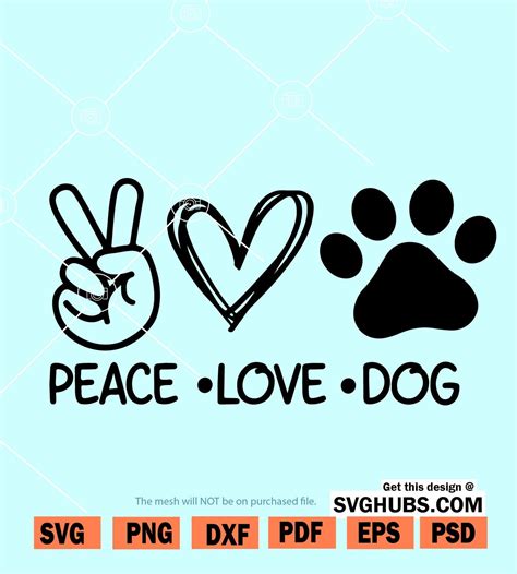 Peace Love Dogs svg, Dog love svg, Dog mom svg, Dog shirt svg