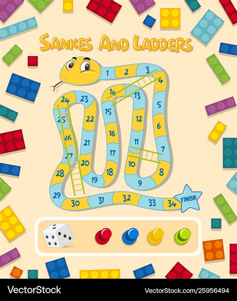 A snake and ladder game template Royalty Free Vector Image