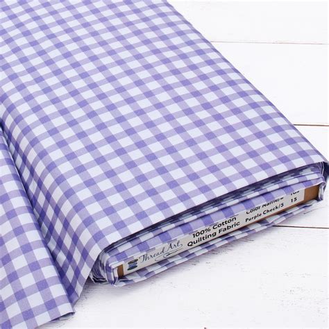 Premium Cotton Quilting Fabric Sold By The Yard Patterned Check Purp —