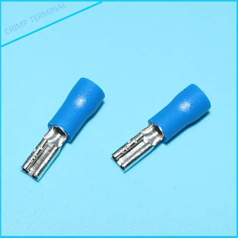 100pcs Blue 2 8mm Spade Crimp Terminal FDD2 110 Female Pre Insulated